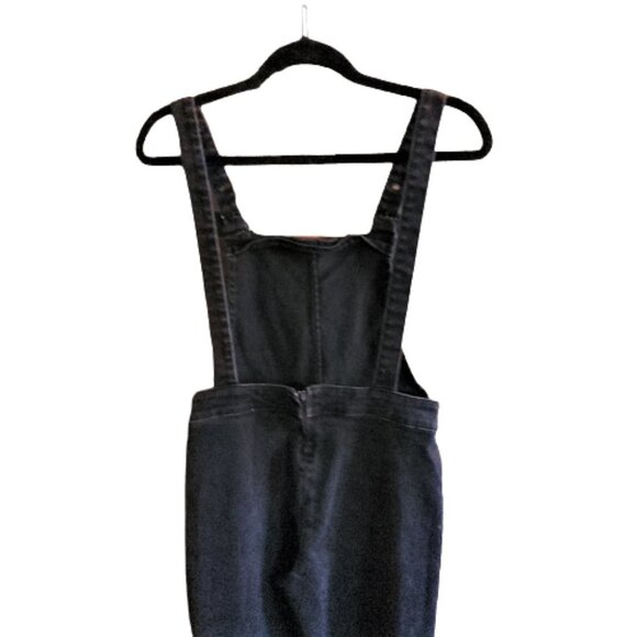 American Retro Stretch Capri Black Denim Jumpsuit Utility suit Overalls S - Picture 11 of 15